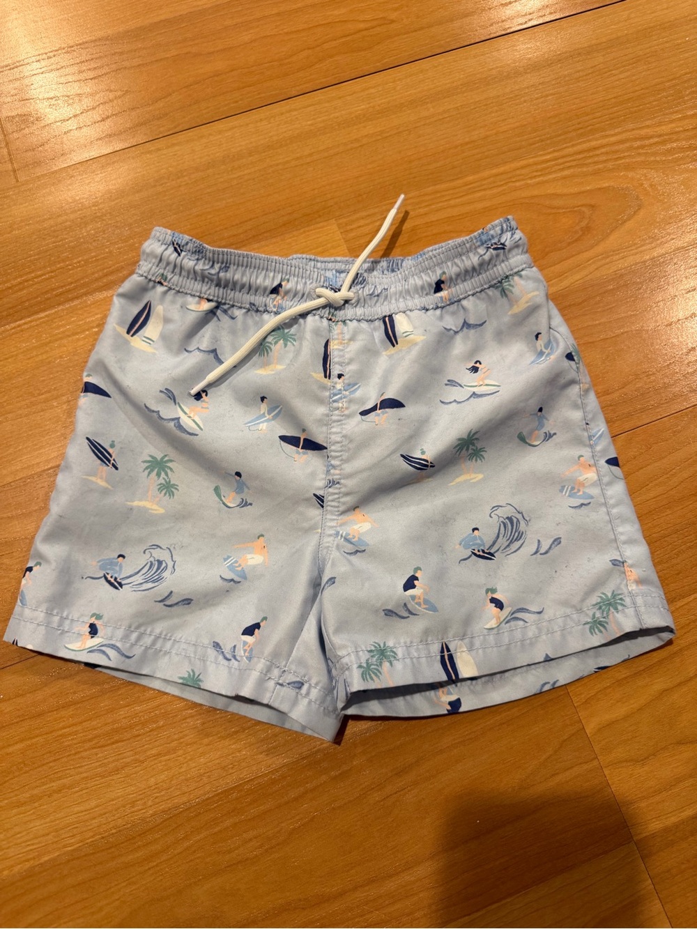 Janie and Jack Light Blue Surf Motif Swim Trunks